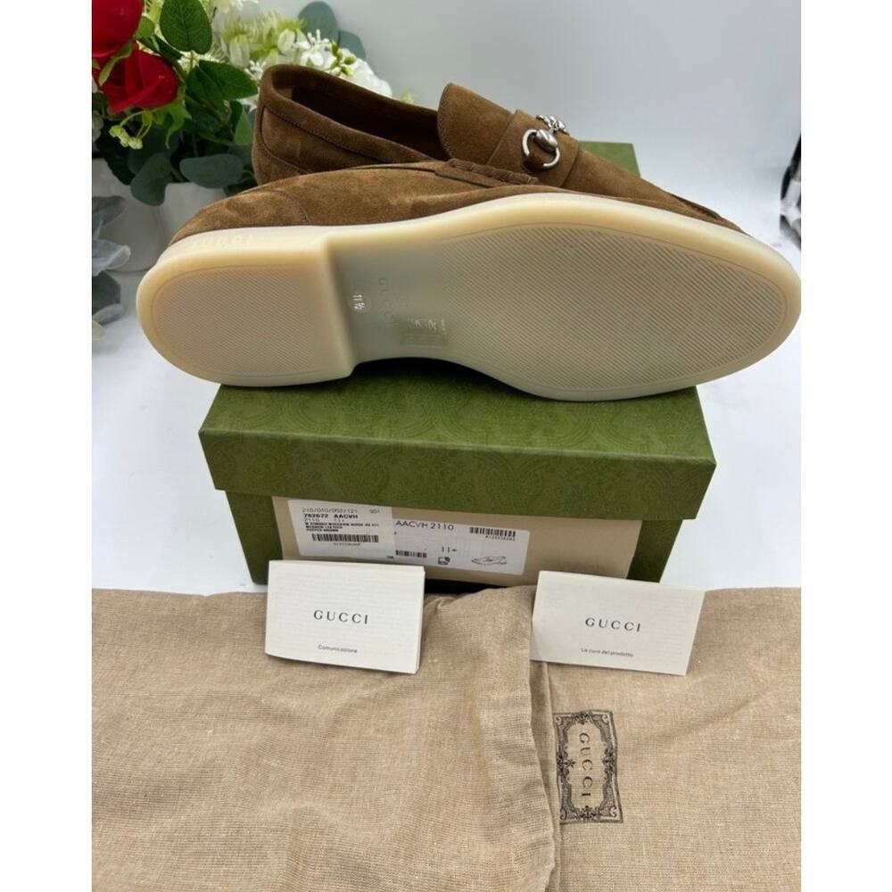 Men's Gucci tan suede horse bit loafers size 11.5 fits 12 US made in Italy - Picture 9 of 13